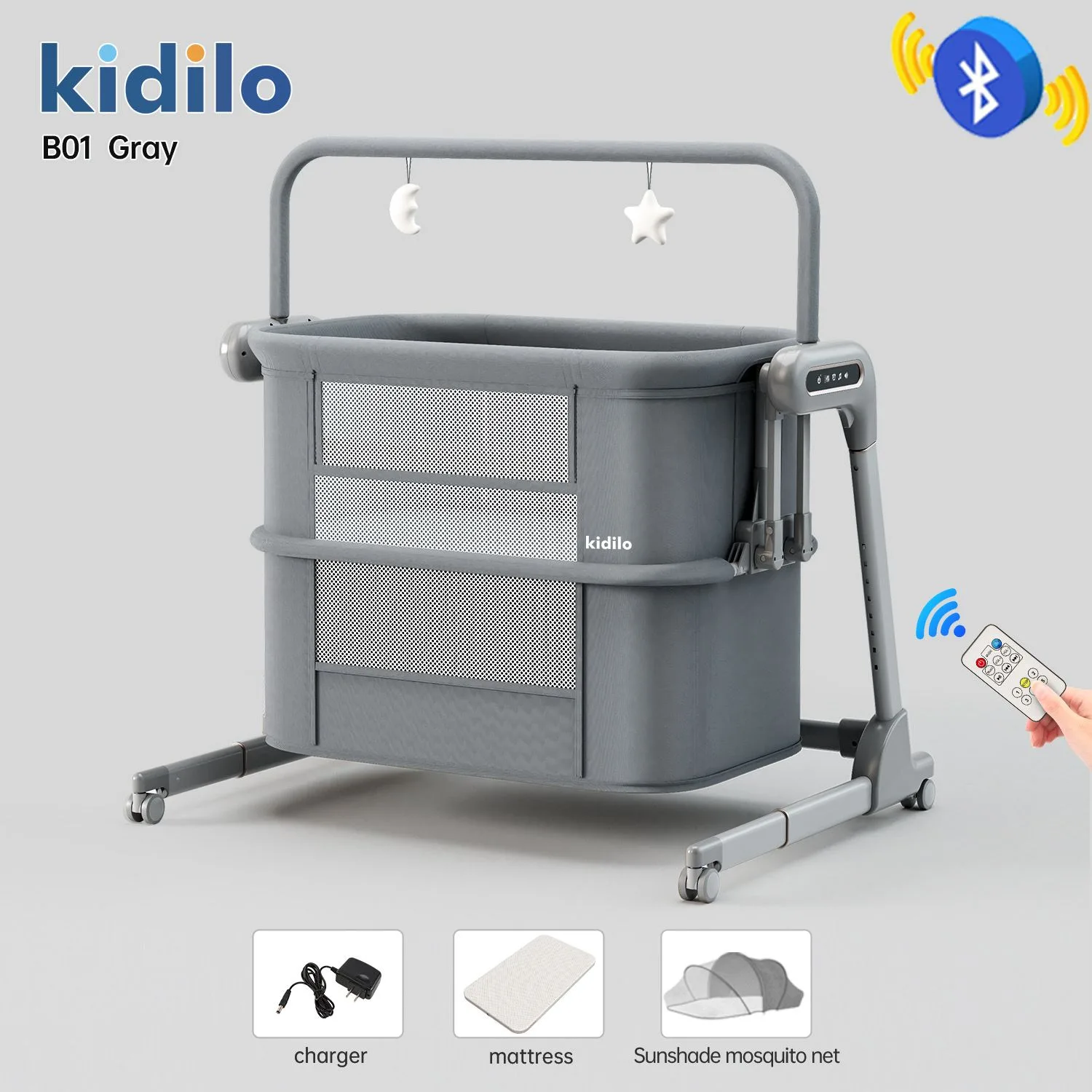 Kidilo B01 Krevat Elektrik për Bebe me Bluetooth